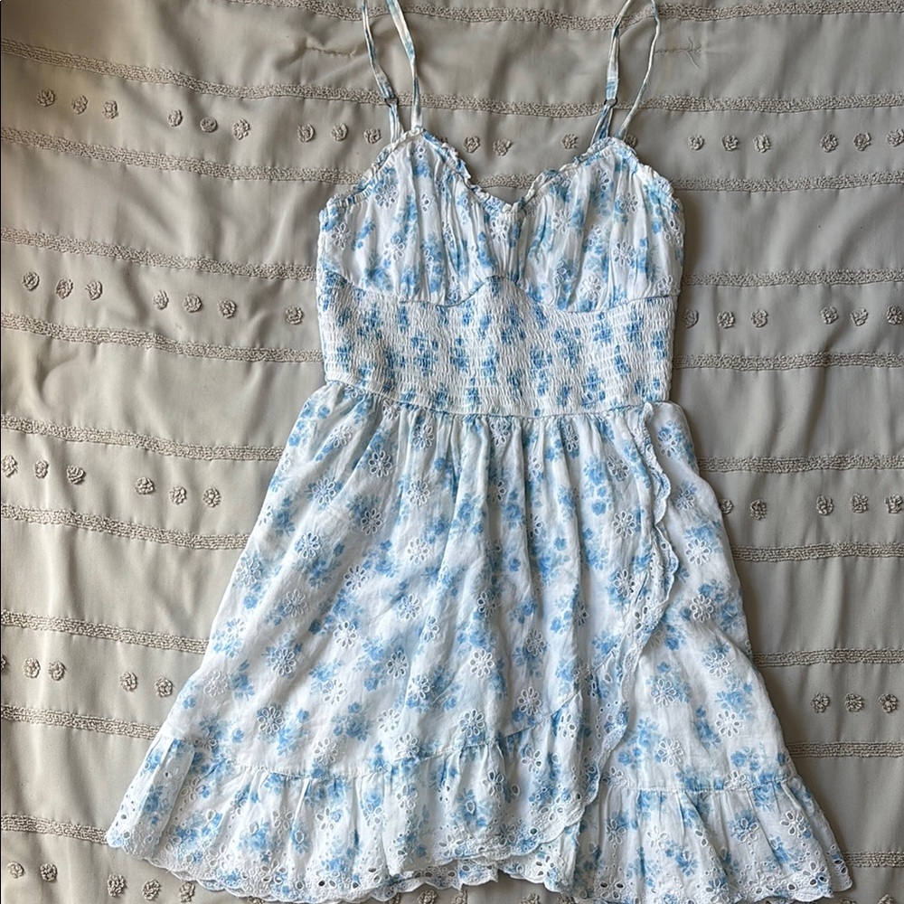 Hollister Blue and White Floral Mini Dress